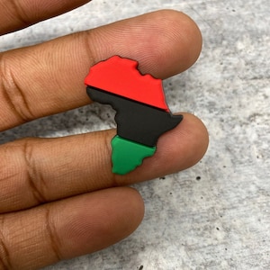 Exclusive 1-pc &quot;Pan- African Flag&quot; Afrocentric Charm for Crocs; Symbolic Statement Charms for Clogs; Charm for Shoes and Silicone Bracelets