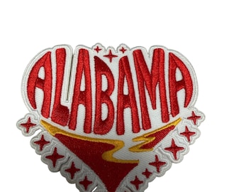 Patch Party Club (1-Pc.) Alabama Heart Patch, Embroidered Adhesive Patch, Alabama State Pride Patch, Southern Travel Souvenir Patch