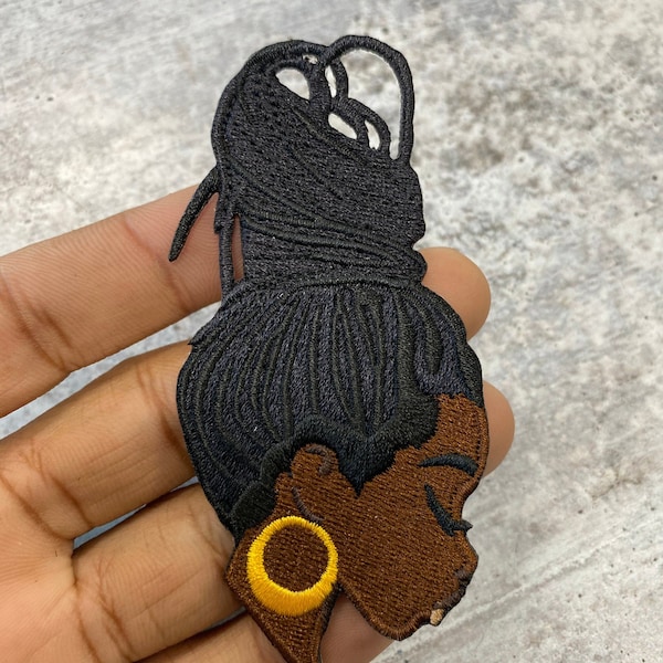 New, "Up-Do Diva W/ Locs" Afrocentric-Diva Patch, 4" Iron-on Embroidered Patch, DIY, Craft Supplies, Melanin Magic, Locs