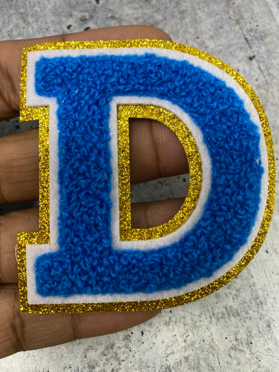 Red Chenille Iron On Blue Glitter Letter Patches – Scratch Decor