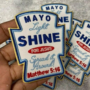 NOUVEAUTÉ « Mayo Light Shine for Jesus », écusson brodé inspirant, taille 3,5 pouces, écusson spirituel, écussons pour vêtements, chapeaux et plus
