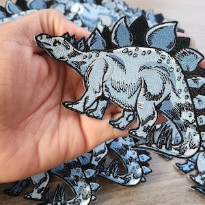 New, (1-pc) "Blue Dinosaur" Size 5" Iron-On Embroidered Patch for Kids, Patch for Clothes, Backpacks, Shoes, and More