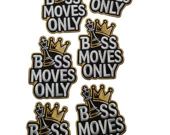 Patch Party Club (6-pc Wholesale Pack) "Boss Moves Only" Premium Iron-On Patches – Same Style, for DIY, Hats, Jackets, MSRP 55