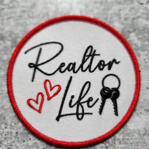 Patch Party Club, (1-pc) "Realtor Life" Iron-on Embroidered Patch, Sz 3" for Real Estate Professional, Decorate Clothes, Trucker Hats
