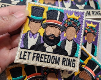 "Patch - Party Club, (1-teilig) Vintage Porto ""Let Freiheit Ring"" Afrocentric Design, Sz 3" Aufbügler, gestickt Patch, schwarze Geschichte Patch."