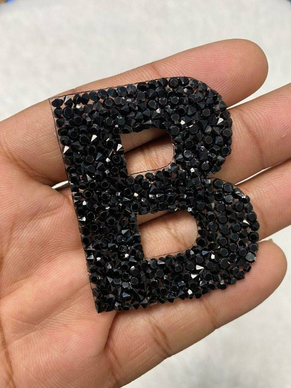 Jet Black1 Pchotfix Rhinestone Letters, Choose Your Letter, Rhinestone  Patch With Adhesive, Mesh Bling Letters, Size 2.28 