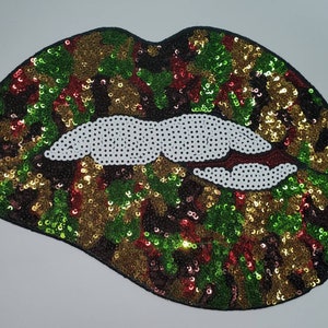 NEW Arrival, Sequins &quot;Taste of Camo&quot; Custom Patch (iron-on) Size 9.5&quot;, LARGE Patch for Denim Jacket, Shirts, Hoodies, Camo, and More, DIY