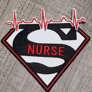 New Arrival, Super Nurse Badge Red/White/Black Embroidered Patch, Size 4, Iron-on Applique, DIY Patch for Clothing & Shoes image 1