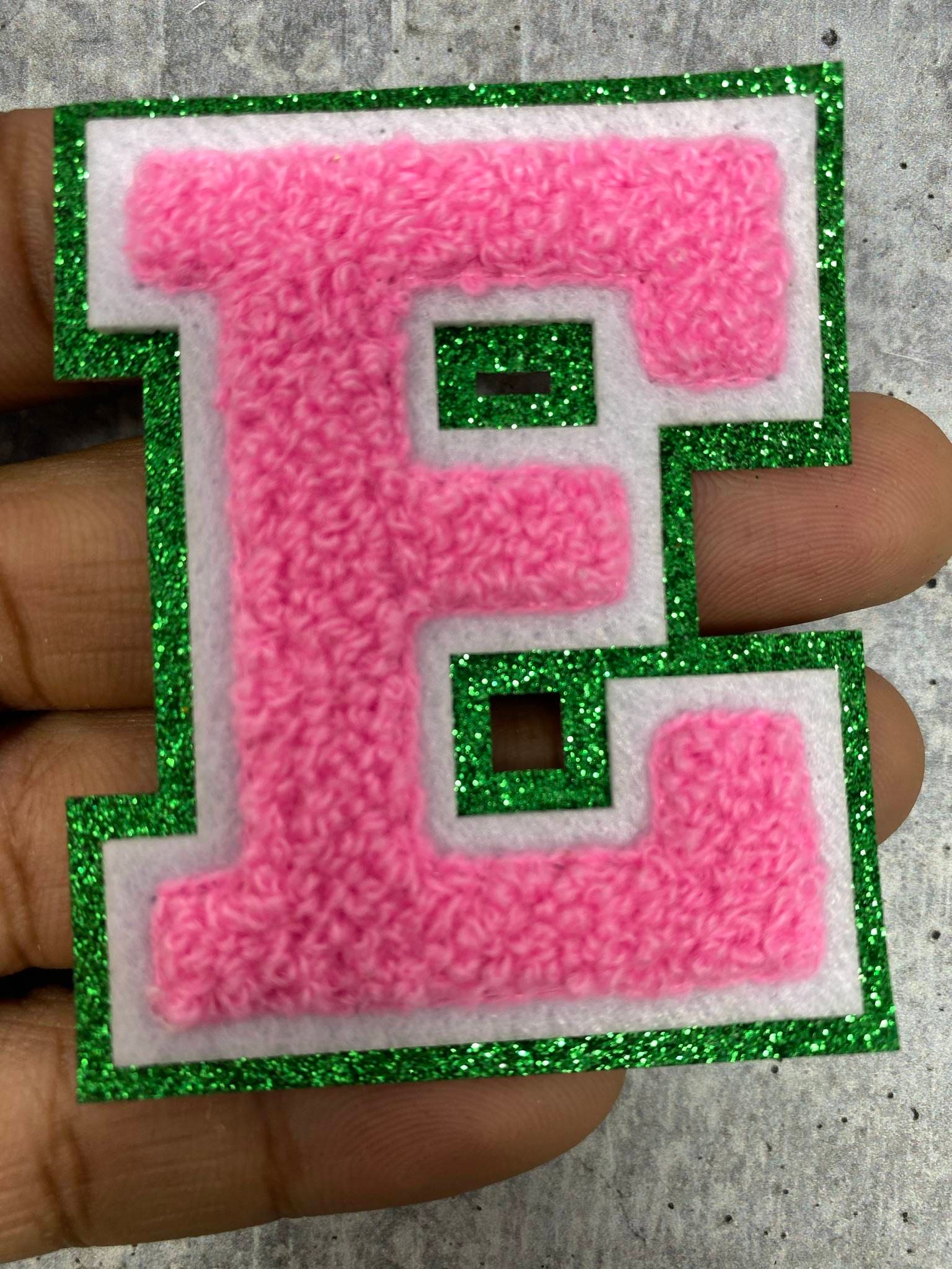 1-pc Green Letter A Chenille & Pink Glitter, w/ White Felt, Size 2.7 –  PatchPartyClub