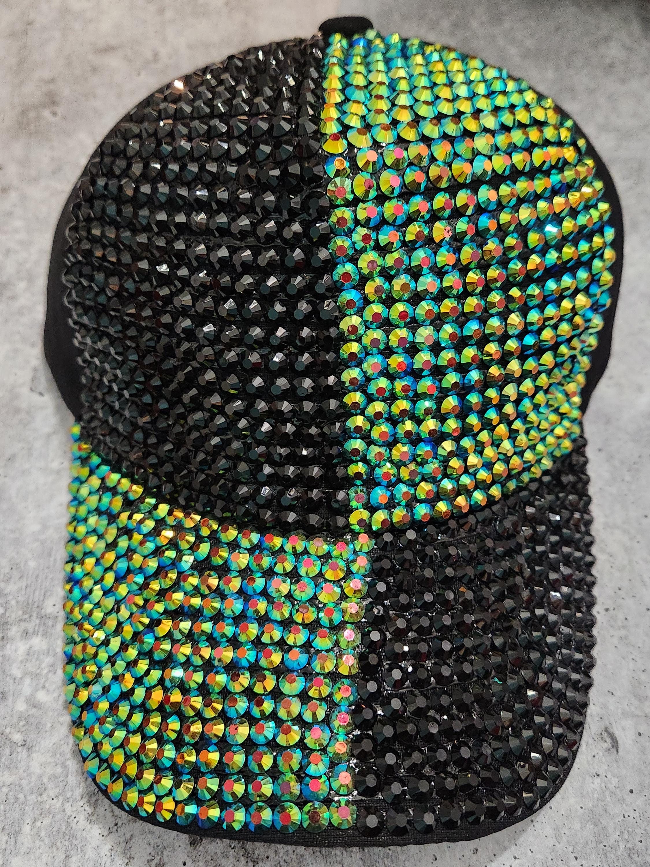 NWT Black And Green Rhinestone Trucker Baseball Cap New York Yankees Diamond Era Black/Neon Green Trucker  main image 2
