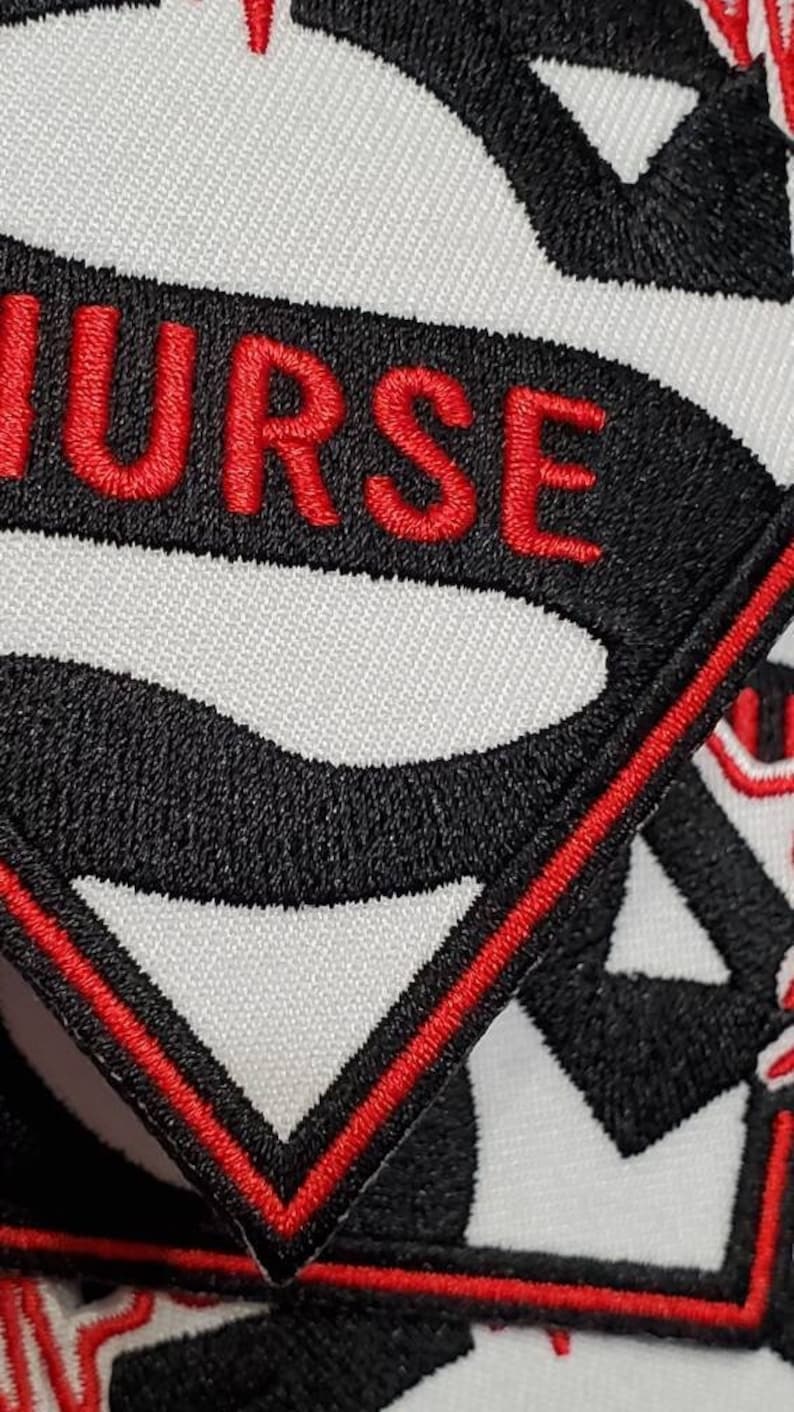 New Arrival, Super Nurse Badge Red/White/Black Embroidered Patch, Size 4, Iron-on Applique, DIY Patch for Clothing & Shoes image 8