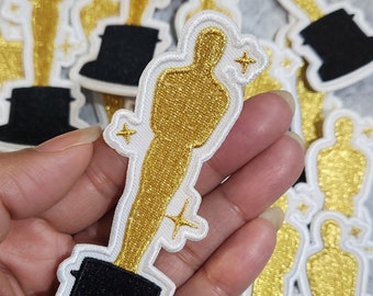 Patch Party Club, parche bordado "Golden Glory", termoadhesivo de 10 cm (1 pieza), diseño inspirado en los premios Emmy para chaquetas, zapatos y sombreros.