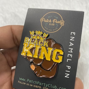 NEW, Pin Pro Black, Enamel Pin &quot;King Fist with  Crown&quot; Exclusive Lapel Pin, Size 1.50 inches, with 2 Butterfly Clutches