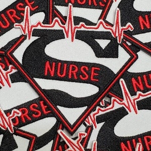 New Arrival, Super Nurse Badge Red/White/Black Embroidered Patch, Size 4, Iron-on Applique, DIY Patch for Clothing & Shoes image 10