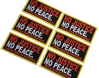 Patch Party Club (Pacote Atacado com 6 unidades) "Sem Justiça, Sem Paz" Apliques Termocolantes Premium – Mesmo Estilo, para Faça Você Mesmo, Bonés, Jaquetas, Preço Sugerido 42