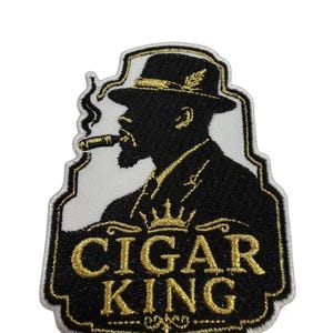 Naszywka Party Club (1 szt.), naszywka haftowana „Cigar King” o szerokości 3 cali, naszywka dla miłośników cygar, męska aplikacja z motywem cygar