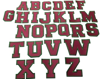 Patch Party Club, "Pink w/GREEN Felt" Sz. 3" Embroidered Letter, 1-pc, Iron-on, A-Z Letters, DIY Letters, School Spirit Wear, Team Colors