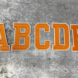 Nuevo parche con letra bordada "NARANJA" "3" con fieltro blanco, 1 pieza, reverso termoadhesivo, elige tu letra, letras de la A a la Z, letras DIY.