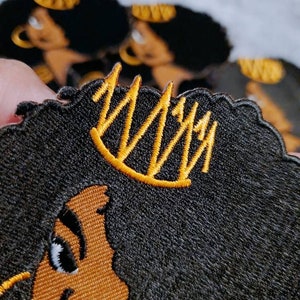NEW Crowned Queen 4 Iron-On Patch, Embroidered Afrocentric Patch Cute Applique for Clothing & Accessories, Small Patch image 4