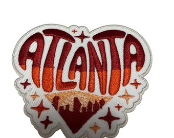 Patch Party Club (1-Pc.) Atlanta Heart Patch, Embroidered Adhesive Patch, Atlanta Georgia Souvenir, City Skyline Patch, ATL Gift