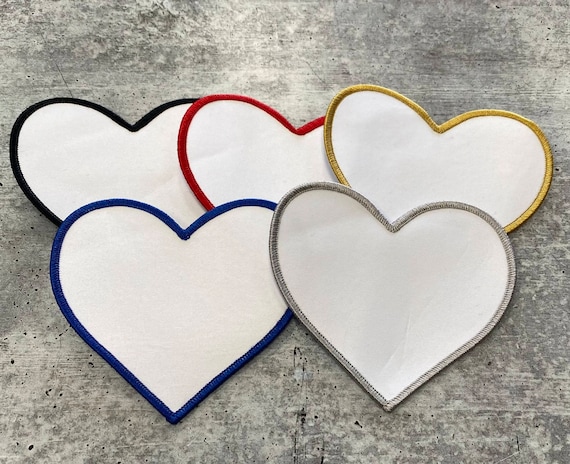 New Colors & Shapes: 4 HEART, Sublimation Patch Blanks, Paper Backed,  Sew-on or Glue-on Print Patches for Jackets, Clothes, Hats, Memorials 