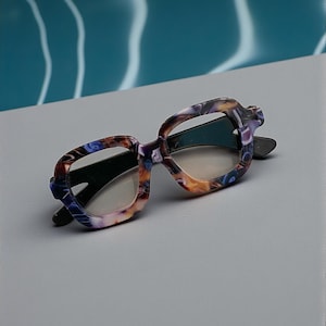 Patch Party Club, "Eye Glass" akryl broschnål (7,5 cm) | Djärv modeaccessoar | Jacka, hatt, väska eller jeans, present till stilälskare