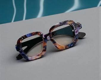 Patch Party Club, "Eye Glass" Acrylic Statement Brooch Pin (3”) | Bold Fashion Accessory | Jacket, Hat, Bag or Denim, Gift for Style Lovers