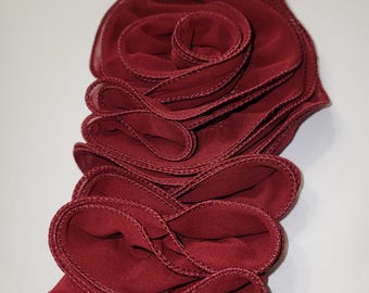 Patch Party Club, (1-pc) BURGUNDY Satin 10" Rose Appliqué, (Sew-on) Luxe Layered Petal Embellishments for Couture Crafting & Fashion DIY's
