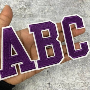 New, &quot;PURPLE&quot;, 3&quot; Embroidered Letter w/White Felt, Varsity Letter Patch, 1-pc, Iron-on Backing, Choose Your Letter, A-Z Letters, Diy Letters