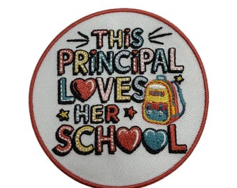 Patch Party Club (1 pièce), « Cette directrice aime son école », écusson brodé de 7,6 cm, cadeau pour directeur d'école, applique pour administrateur scolaire
