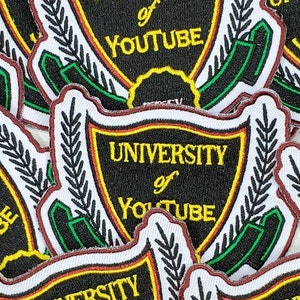 New Arrival, &quot;University of YouTube&quot; DIY, Embroidered Iron On Patch; Cool Badge for Clothing; Jacket Patch, Size 4.5&quot;