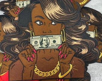 Exclusive, "Put Yo Money Where Yo Mouth Is" 100% Embroidery, 10" Patch, Iron-on, Large Back Patch, Jacket Patch for Jackets and Clothing