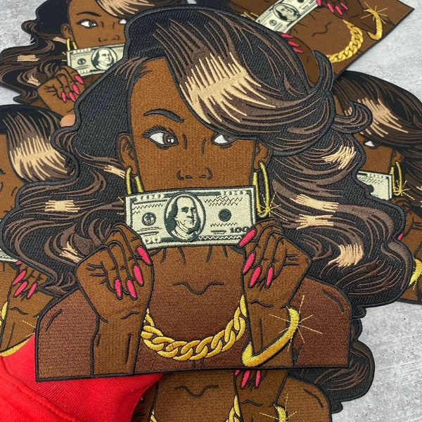 Exclusive, "Put Yo Money Where Yo Mouth Is" 100% Embroidery, 10" Patch, Iron-on, Large Back Patch, Jacket Patch for Jackets and Clothing
