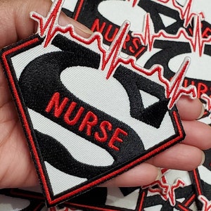 New Arrival, Super Nurse Badge Red/White/Black Embroidered Patch, Size 4, Iron-on Applique, DIY Patch for Clothing & Shoes image 2