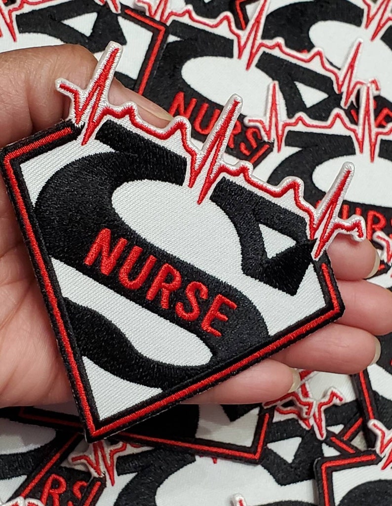 New Arrival, Super Nurse Badge Red/White/Black Embroidered Patch, Size 4, Iron-on Applique, DIY Patch for Clothing & Shoes image 2