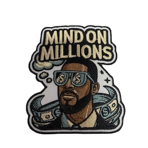 Patch Party Club (1-bit) Mind On Millions Stryk-på-lapp, Broderad lapp Money Mindset, Hustle Motivation, Applikation för mode med dollarpengar