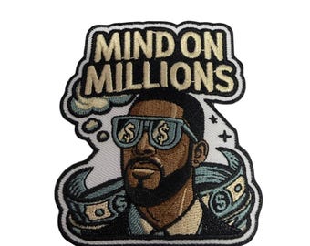 Patch Party Club (1-Pc.) Mind On Millions Iron-On Patch, Money Mindset Embroidered Patch, Hustle Motivation, Dollar Money Fashion Applique