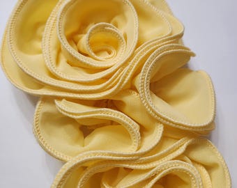 Patch Party Club, (1-pc) YELLOW Satin 10" Rose Appliqué, (Sew-on) Luxe Layered Petal Embellishment for Couture Crafting & Fashion DIY's