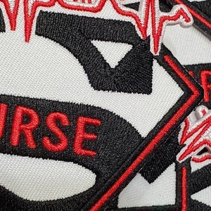 New Arrival, Super Nurse Badge Red/White/Black Embroidered Patch, Size 4, Iron-on Applique, DIY Patch for Clothing & Shoes image 9