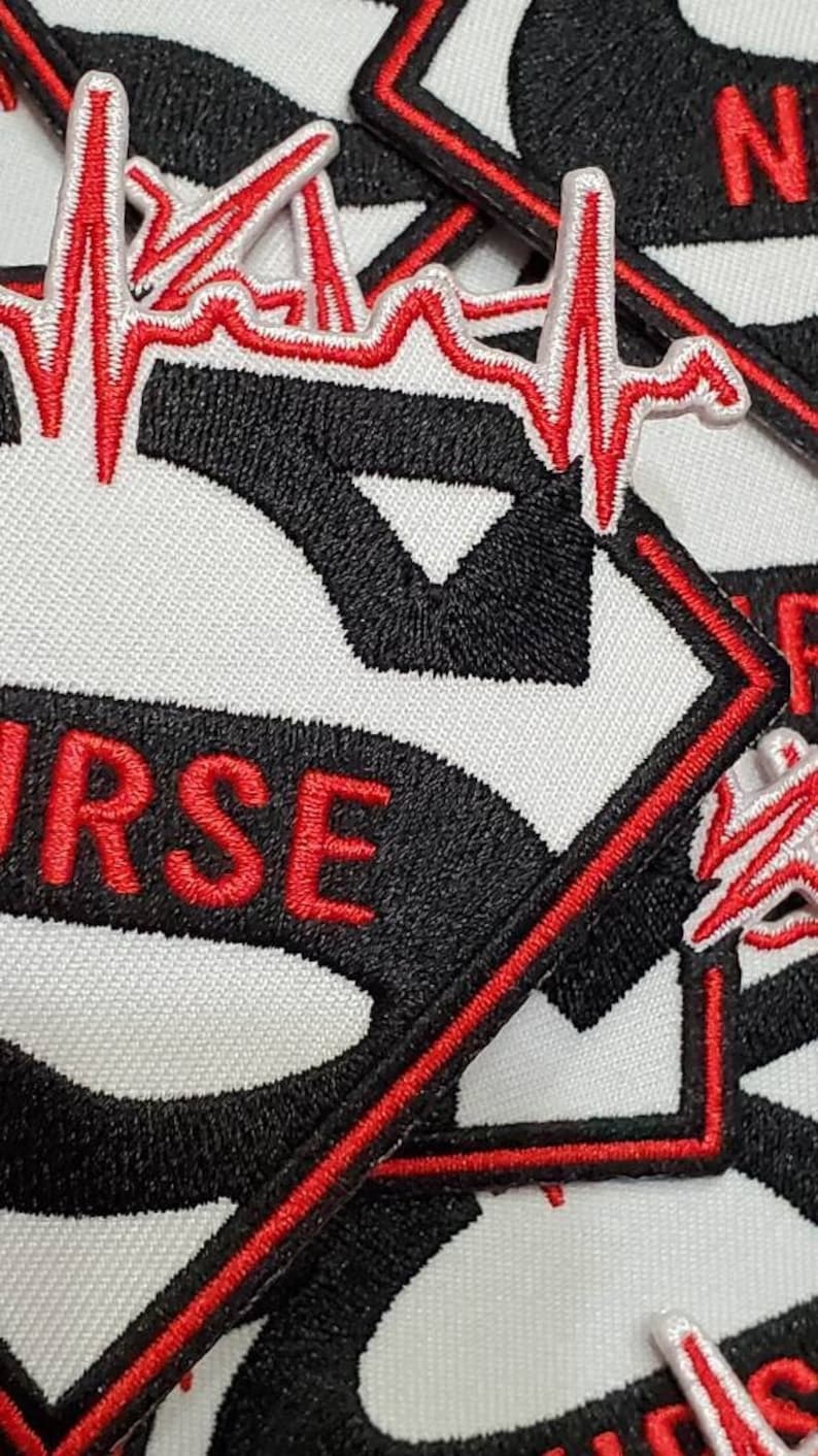 New Arrival, Super Nurse Badge Red/White/Black Embroidered Patch, Size 4, Iron-on Applique, DIY Patch for Clothing & Shoes image 9