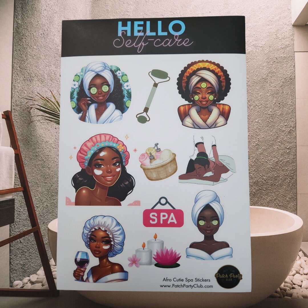 Black Girl Spa and Wellness "hello Self-care" Planner Sticker Sheet ...