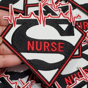 New Arrival, Super Nurse Badge Red/White/Black Embroidered Patch, Size 4, Iron-on Applique, DIY Patch for Clothing & Shoes image 4