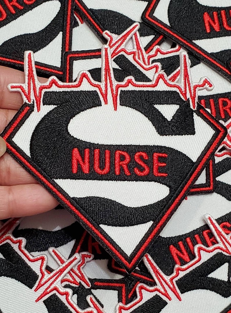 New Arrival, Super Nurse Badge Red/White/Black Embroidered Patch, Size 4, Iron-on Applique, DIY Patch for Clothing & Shoes image 4