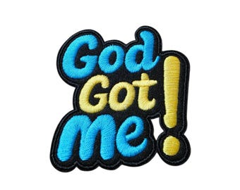 Patch Party Club (1-pc) "God Got Me" Embroidered Patch Inspirational Faith Patch, Christian Motivational Quote Iron-On Patch DIY