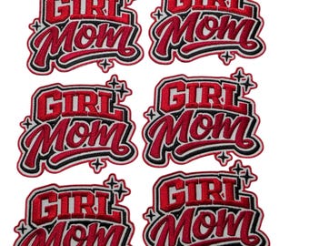 Patch Party Club (6-pc Wholesale Pack) "Girl Mom" Premium Iron-On Patches – Same Style, for DIY, Hats, Jackets, MSRP 55