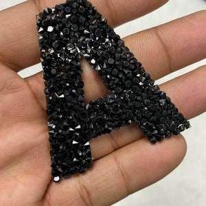 Jet Black(1 pc)Hotfix Rhinestone Letters, Choose Your Letter, Rhinestone Patch with Adhesive, Mesh Bling Letters, Size 2.28"