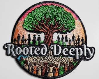 Patch Party Club, "Rooted Deeply – Heritage & Legacy" Sz 3", (1-pc), Iron-on, Afrocentric Empowerment Patch for Jackets, Hats, Bags, Shoes