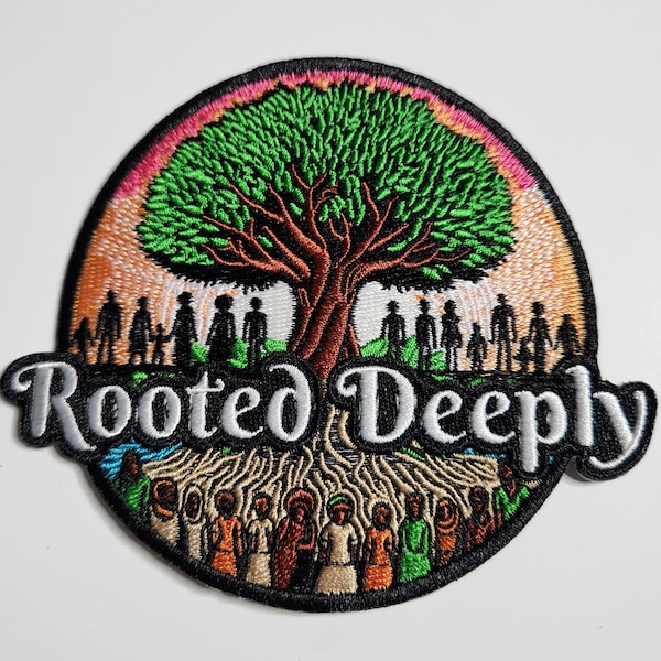 Patch Party Club, "Rooted Deeply – Heritage & Legacy" Sz 3", (1-pc), Iron-on, Afrocentric Empowerment Patch for Jackets, Hats, Bags, Shoes