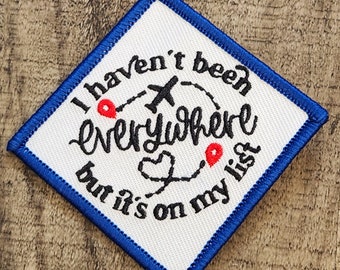 Exclusive|Traveler Patch| (1-pc) "Wanderlust Diamond" Iron-On Patch - 'I Haven't Been Everywhere But It's on My List'" Embroidered Patch