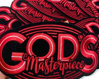 Neuankömmling, "God's Masterpiece" VELVET Patch, Motivationszitat Patch, 4 "x 2 zoll, DIY Applikation, Bügelbild, Jackenaufnäher."